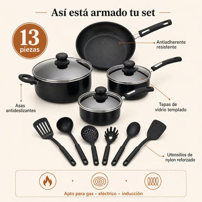 Set de Ollas Antiadherente Premium - 13 Piezas